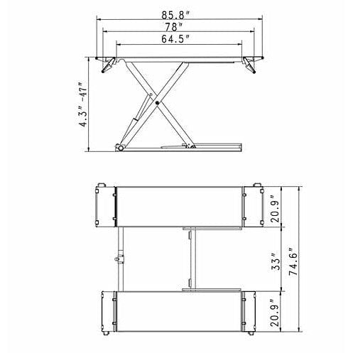 Aston Mid-Rise Scissor Lift 6600lbs 47" Electric Lock Release 110v - ASL-MR6647